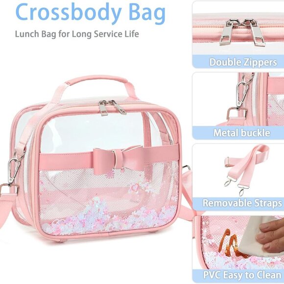 Heart-Shaped Sparkly Clear Bag - Stadium Approved, Perfect for Every Occasion - Picture 5 of 6